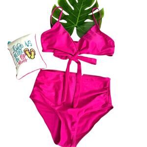 Magenta Bikini Vibrant 2 Pc High Cut Bikini Size Medium
